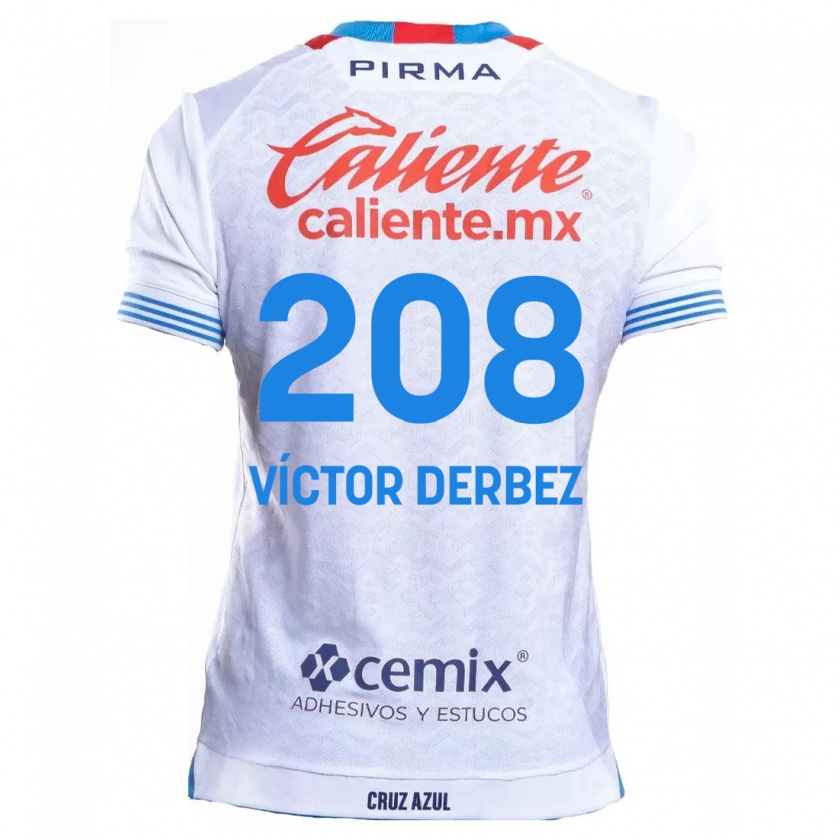 Kandiny Niño Camiseta Louis Víctor Derbez #208 Blanco Azul 2ª Equipación 2024/25 La Camisa Chile