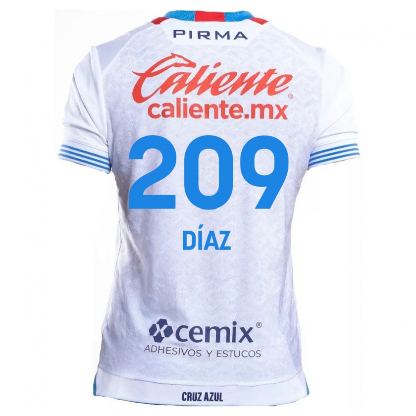 Kandiny Niño Camiseta Josué Díaz #209 Blanco Azul 2ª Equipación 2024/25 La Camisa Chile