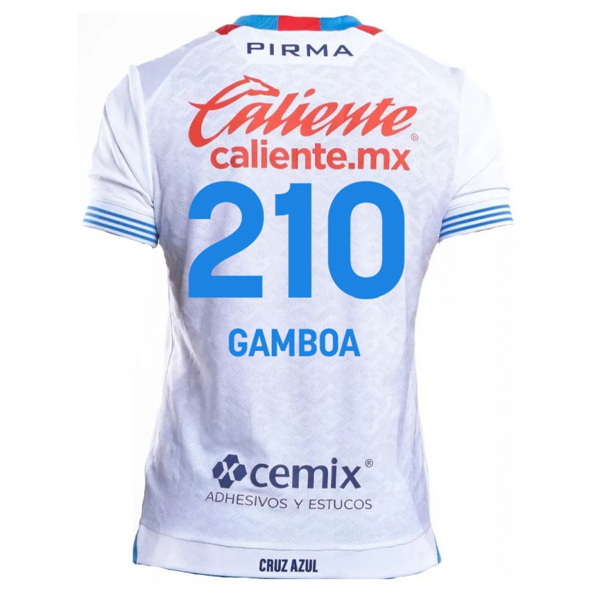 Kandiny Niño Camiseta Bryan Gamboa #210 Blanco Azul 2ª Equipación 2024/25 La Camisa Chile