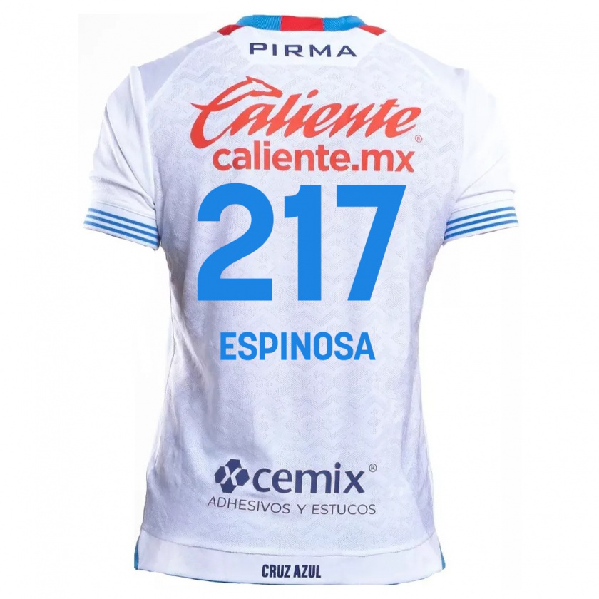 Kandiny Niño Camiseta Samuel Espinosa #217 Blanco Azul 2ª Equipación 2024/25 La Camisa Chile