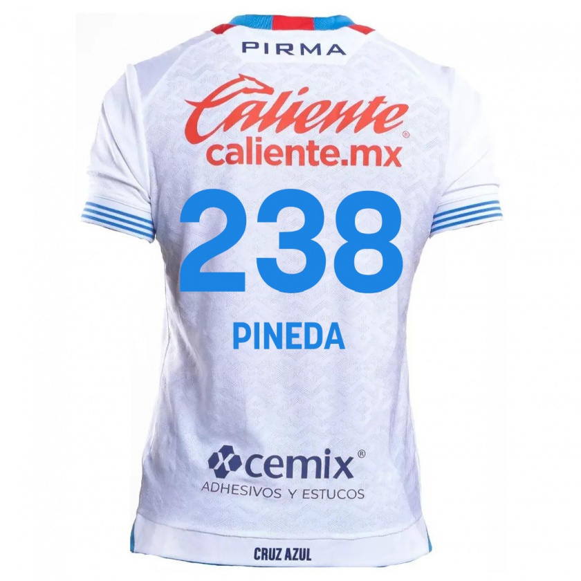 Kandiny Niño Camiseta Zadiel Pineda #238 Blanco Azul 2ª Equipación 2024/25 La Camisa Chile