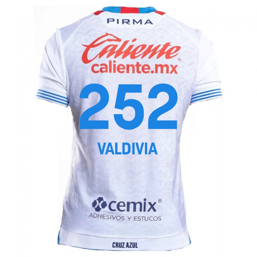 Kandiny Niño Camiseta Christian Valdivia #252 Blanco Azul 2ª Equipación 2024/25 La Camisa Chile