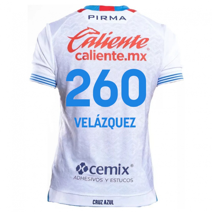 Kandiny Niño Camiseta Víctor Velázquez #260 Blanco Azul 2ª Equipación 2024/25 La Camisa Chile