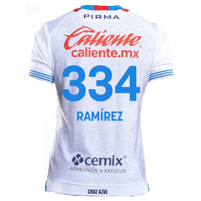 Kandiny Niño Camiseta Mauricio Ramírez #334 Blanco Azul 2ª Equipación 2024/25 La Camisa Chile