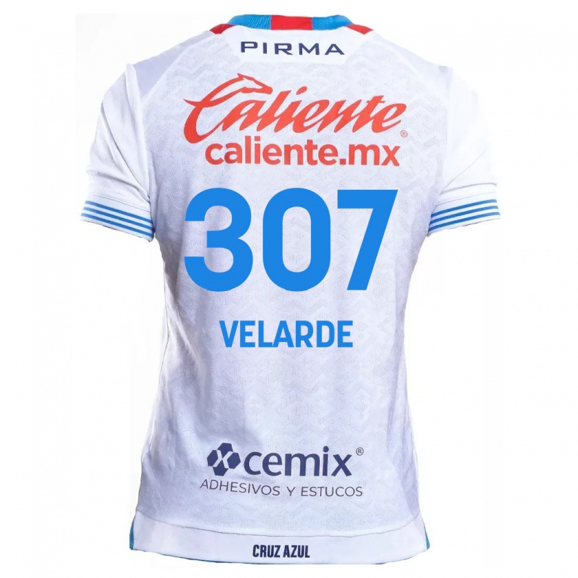 Kandiny Niño Camiseta Juan Velarde #307 Blanco Azul 2ª Equipación 2024/25 La Camisa Chile