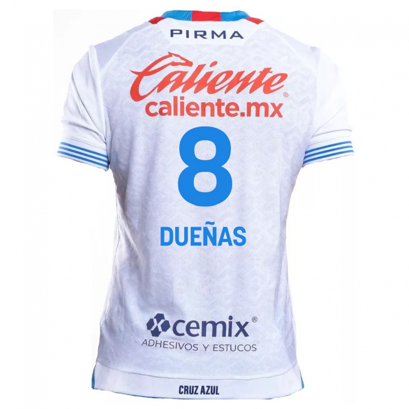 Kandiny Niño Camiseta Jesús Dueñas #8 Blanco Azul 2ª Equipación 2024/25 La Camisa Chile