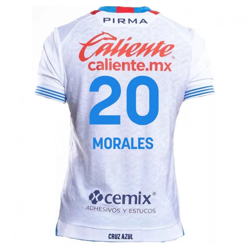 Kandiny Niño Camiseta Iván Morales #20 Blanco Azul 2ª Equipación 2024/25 La Camisa Chile