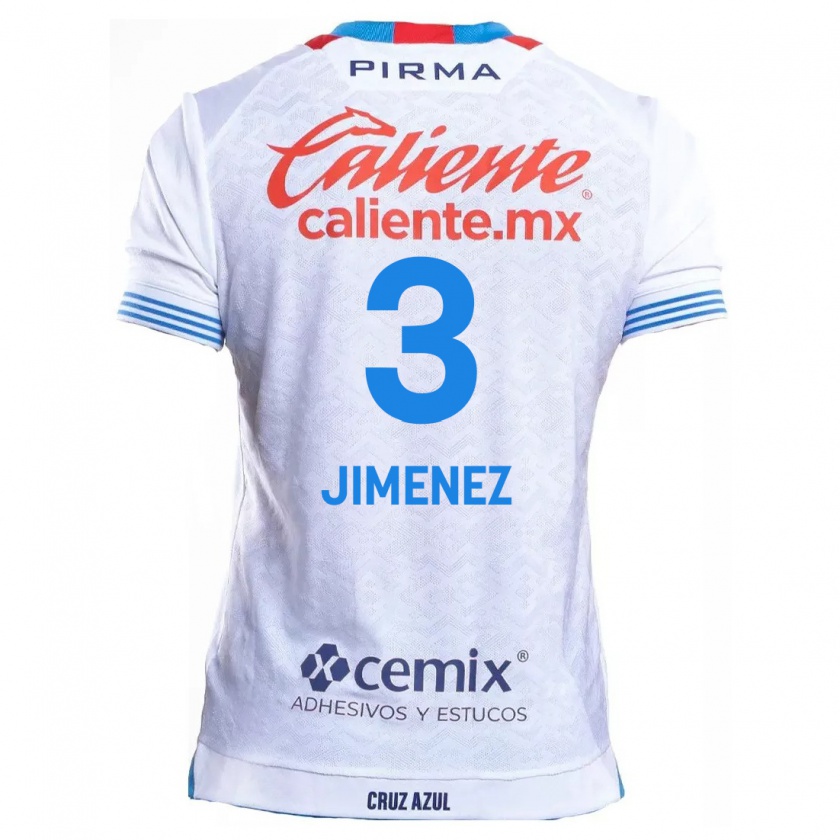 Kandiny Niño Camiseta Jaiber Jimenez #3 Blanco Azul 2ª Equipación 2024/25 La Camisa Chile