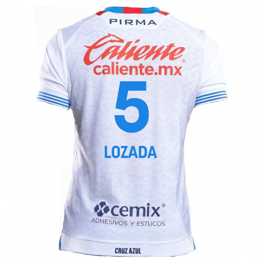 Kandiny Niño Camiseta Ana Lozada #5 Blanco Azul 2ª Equipación 2024/25 La Camisa Chile