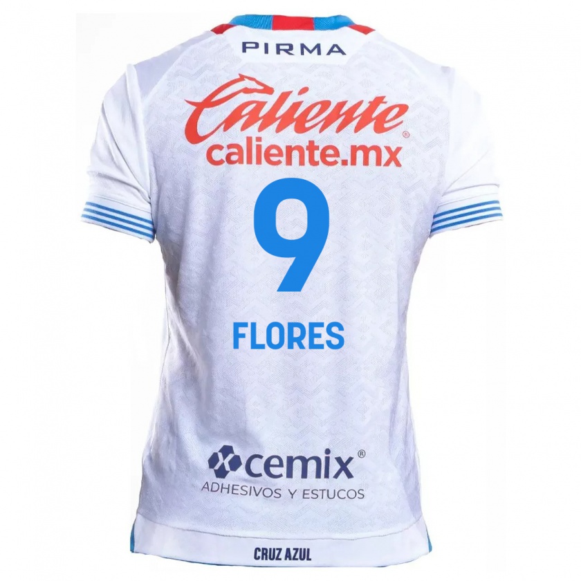 Kandiny Niño Camiseta Daniela Flores #9 Blanco Azul 2ª Equipación 2024/25 La Camisa Chile