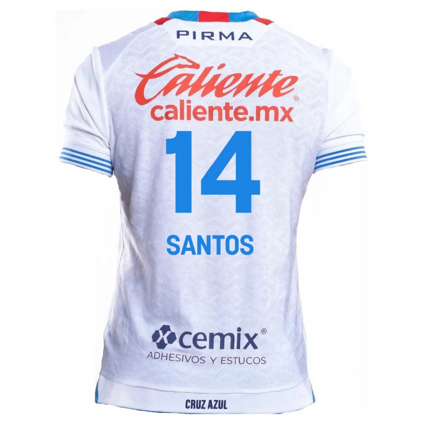 Kandiny Niño Camiseta Eleisa Santos #14 Blanco Azul 2ª Equipación 2024/25 La Camisa Chile