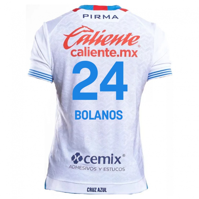 Kandiny Niño Camiseta Jatziry Bolanos #24 Blanco Azul 2ª Equipación 2024/25 La Camisa Chile