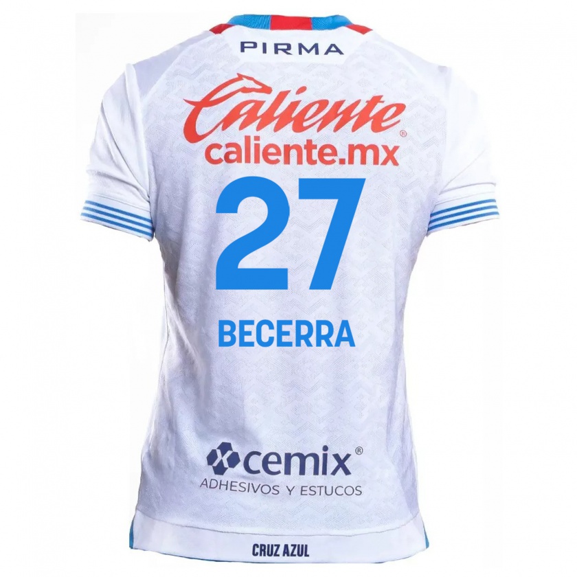 Kandiny Niño Camiseta Ana Becerra #27 Blanco Azul 2ª Equipación 2024/25 La Camisa Chile