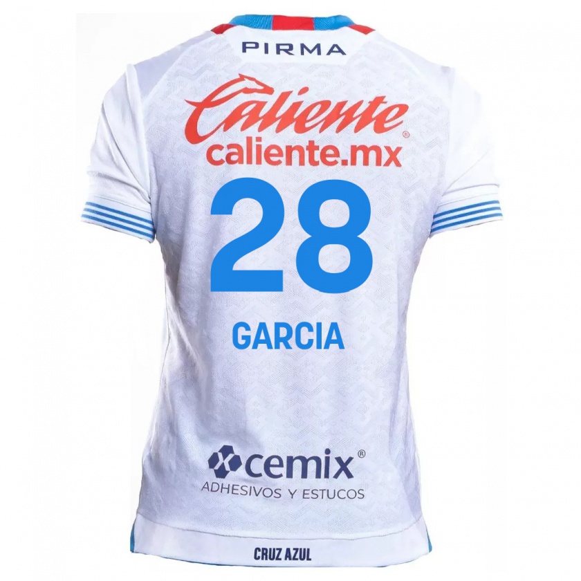 Kandiny Niño Camiseta Ana Garcia #28 Blanco Azul 2ª Equipación 2024/25 La Camisa Chile