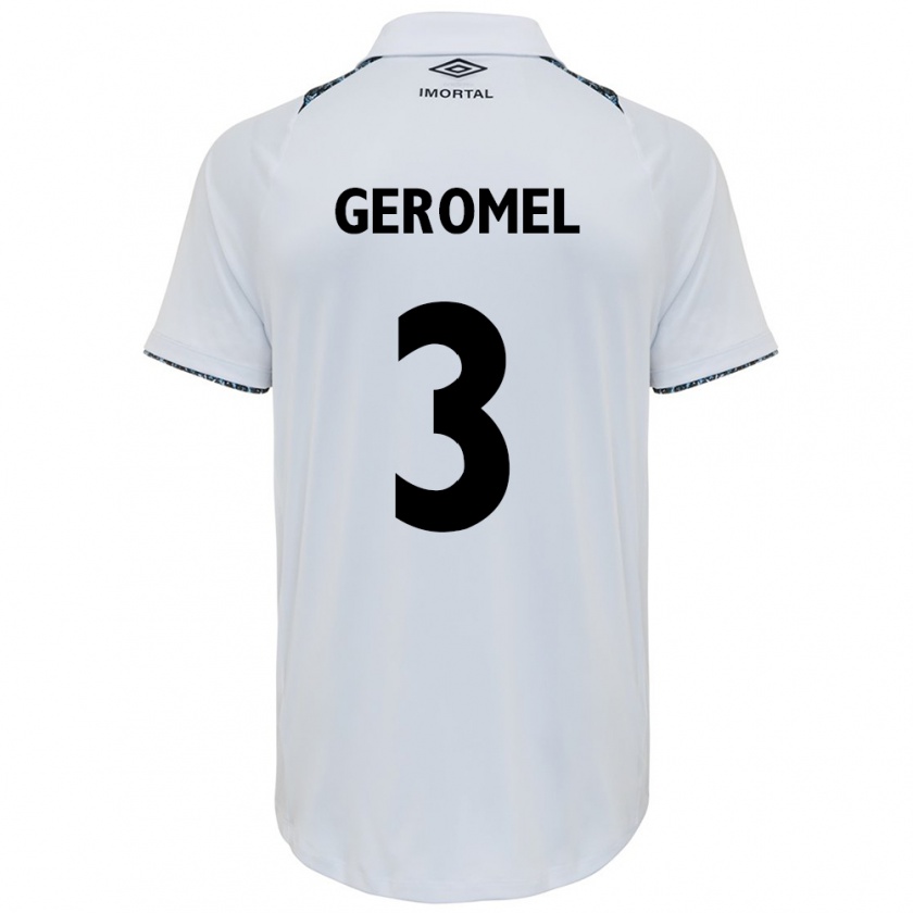 Kandiny Niño Camiseta Pedro Geromel #3 Blanco Azul 2ª Equipación 2024/25 La Camisa Chile