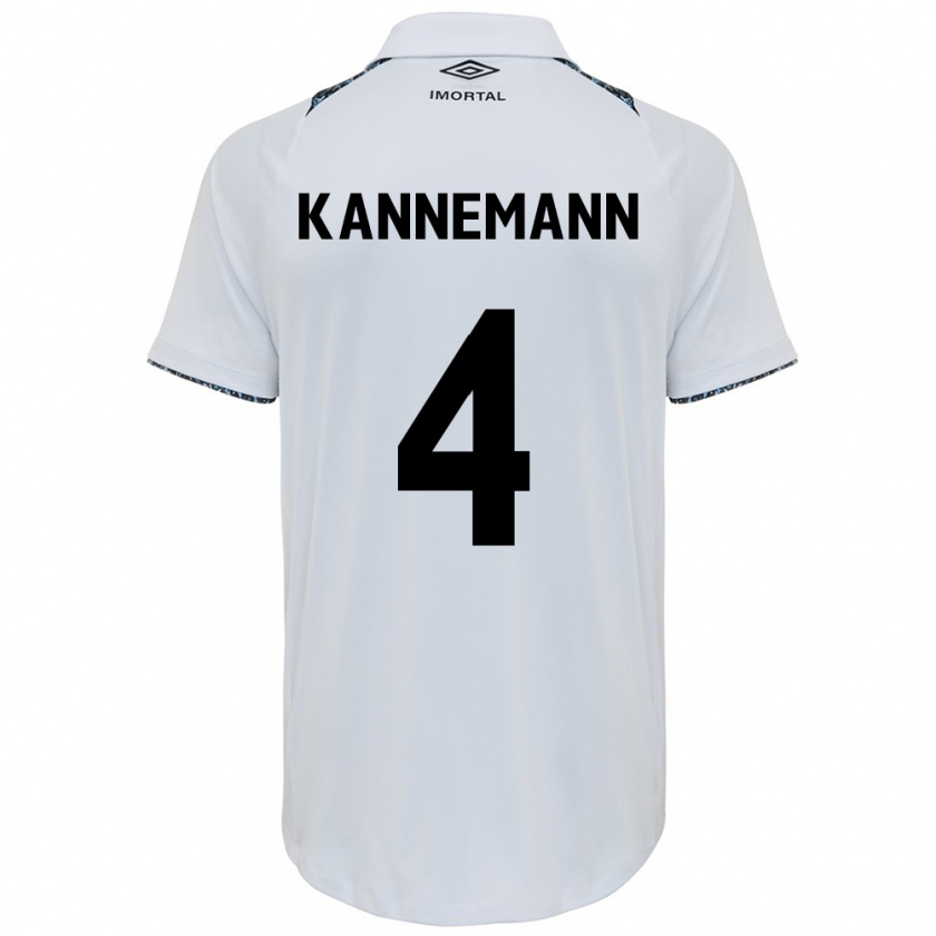 Kandiny Niño Camiseta Walter Kannemann #4 Blanco Azul 2ª Equipación 2024/25 La Camisa Chile