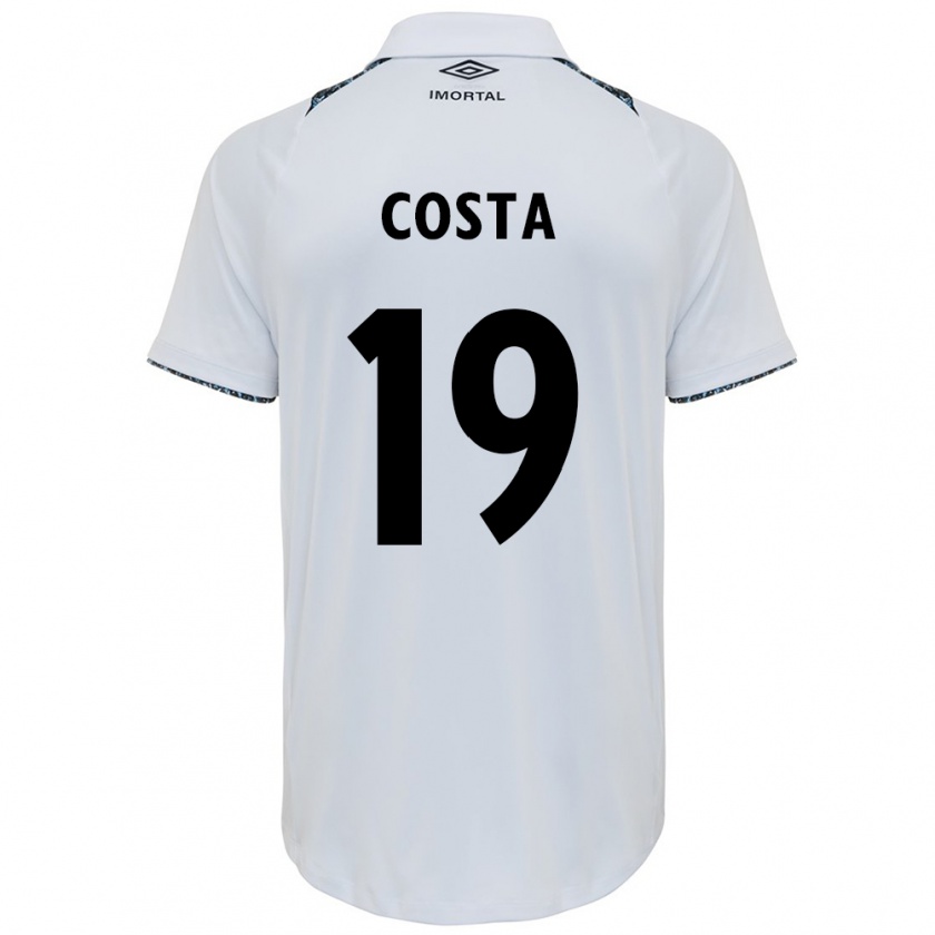 Kandiny Niño Camiseta Diego Costa #19 Blanco Azul 2ª Equipación 2024/25 La Camisa Chile