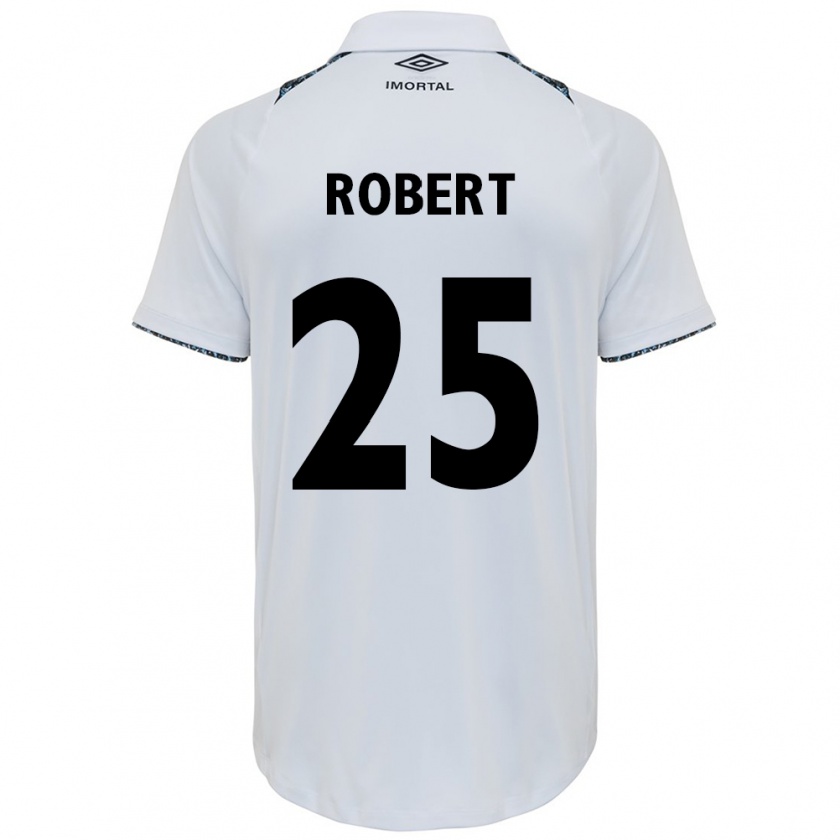 Kandiny Niño Camiseta Jhonata Robert #25 Blanco Azul 2ª Equipación 2024/25 La Camisa Chile