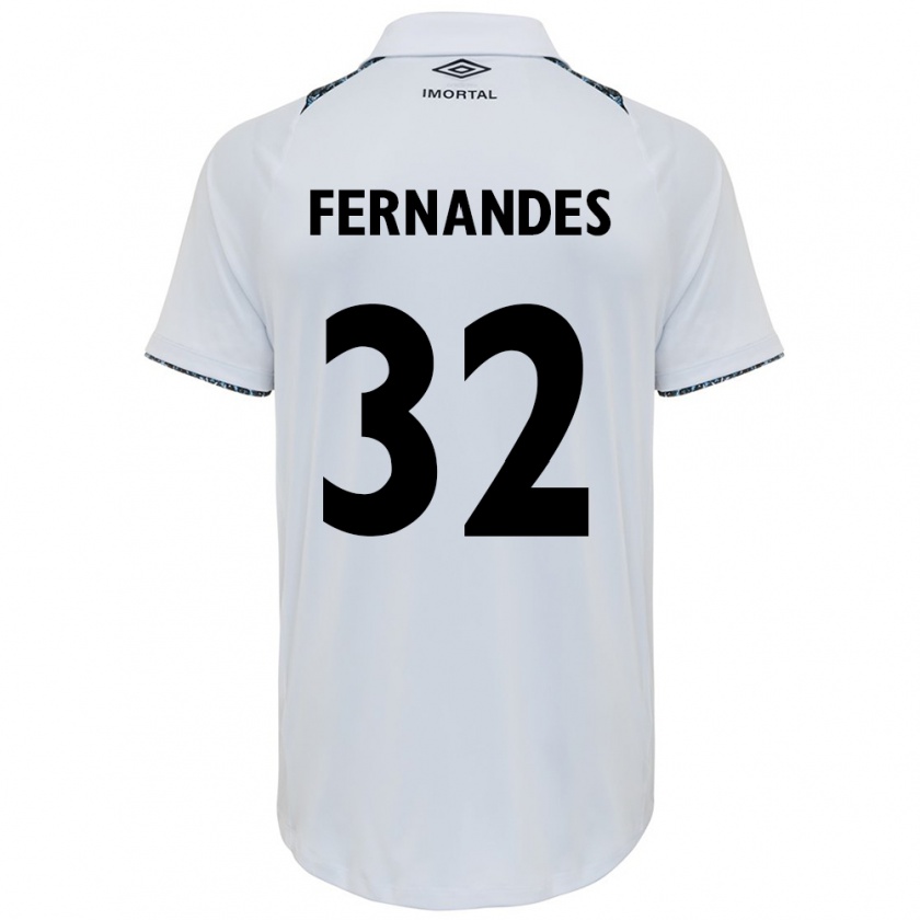 Kandiny Niño Camiseta Nathan Fernandes #32 Blanco Azul 2ª Equipación 2024/25 La Camisa Chile