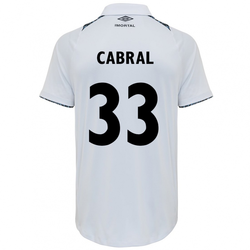 Kandiny Niño Camiseta Rafael Cabral #33 Blanco Azul 2ª Equipación 2024/25 La Camisa Chile