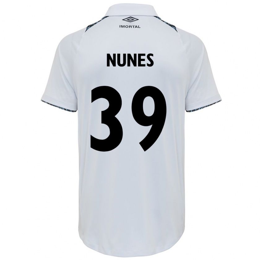 Kandiny Niño Camiseta Gustavo Nunes #39 Blanco Azul 2ª Equipación 2024/25 La Camisa Chile