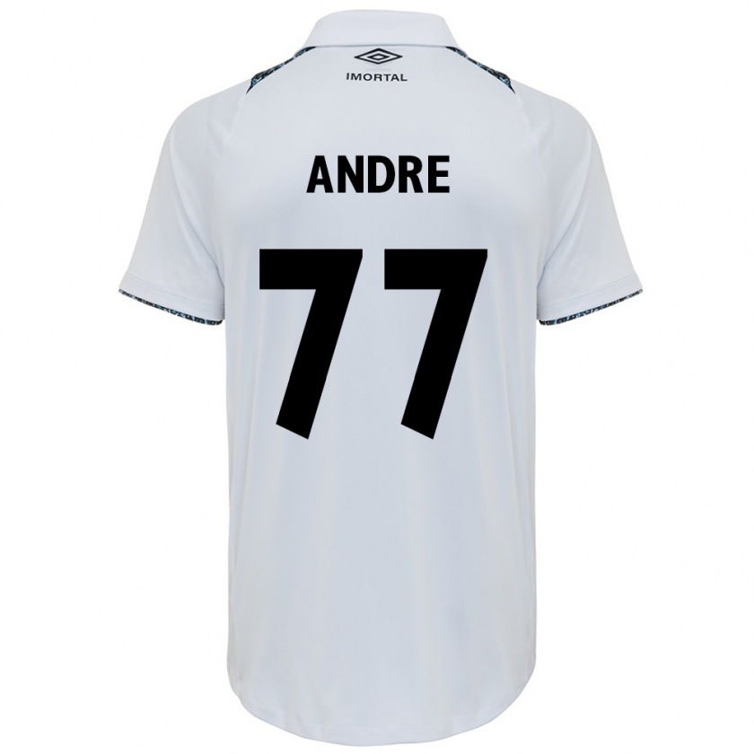 Kandiny Niño Camiseta André Henrique #77 Blanco Azul 2ª Equipación 2024/25 La Camisa Chile