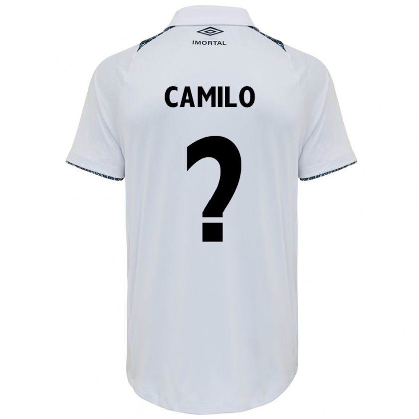 Kandiny Niño Camiseta Lucas Camilo #0 Blanco Azul 2ª Equipación 2024/25 La Camisa Chile