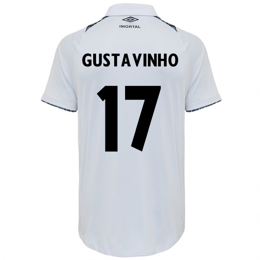 Kandiny Niño Camiseta Gustavinho #17 Blanco Azul 2ª Equipación 2024/25 La Camisa Chile