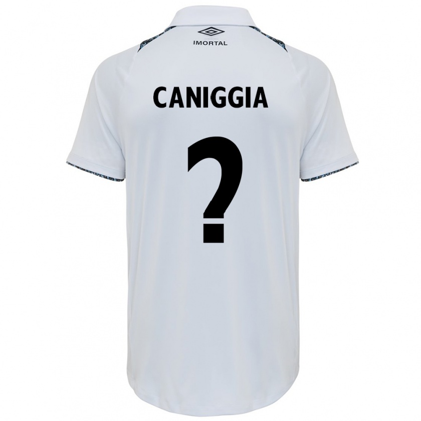 Kandiny Niño Camiseta Lucas Caniggia #0 Blanco Azul 2ª Equipación 2024/25 La Camisa Chile