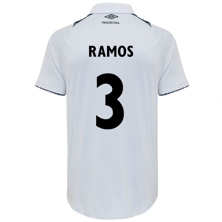 Kandiny Niño Camiseta João Ramos #3 Blanco Azul 2ª Equipación 2024/25 La Camisa Chile