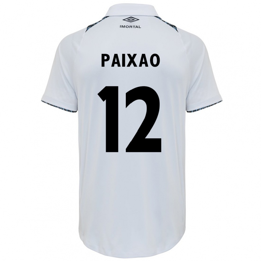 Kandiny Niño Camiseta Iasmin Paixão #12 Blanco Azul 2ª Equipación 2024/25 La Camisa Chile