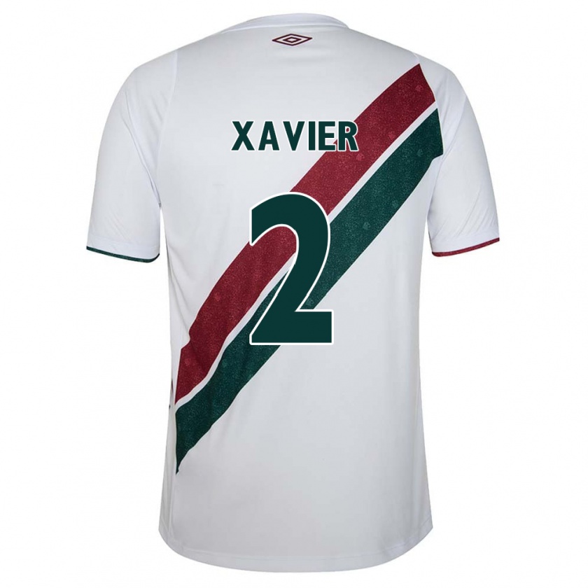 Kandiny Niño Camiseta Samuel Xavier #2 Blanco Verde Granate 2ª Equipación 2024/25 La Camisa Chile