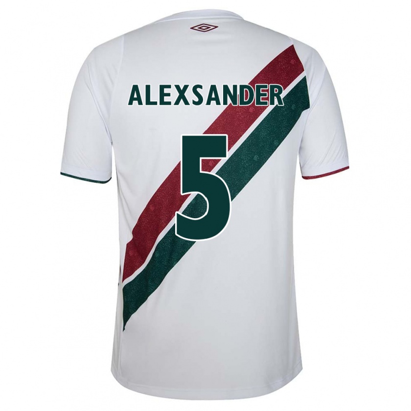 Kandiny Niño Camiseta Alexsander #5 Blanco Verde Granate 2ª Equipación 2024/25 La Camisa Chile