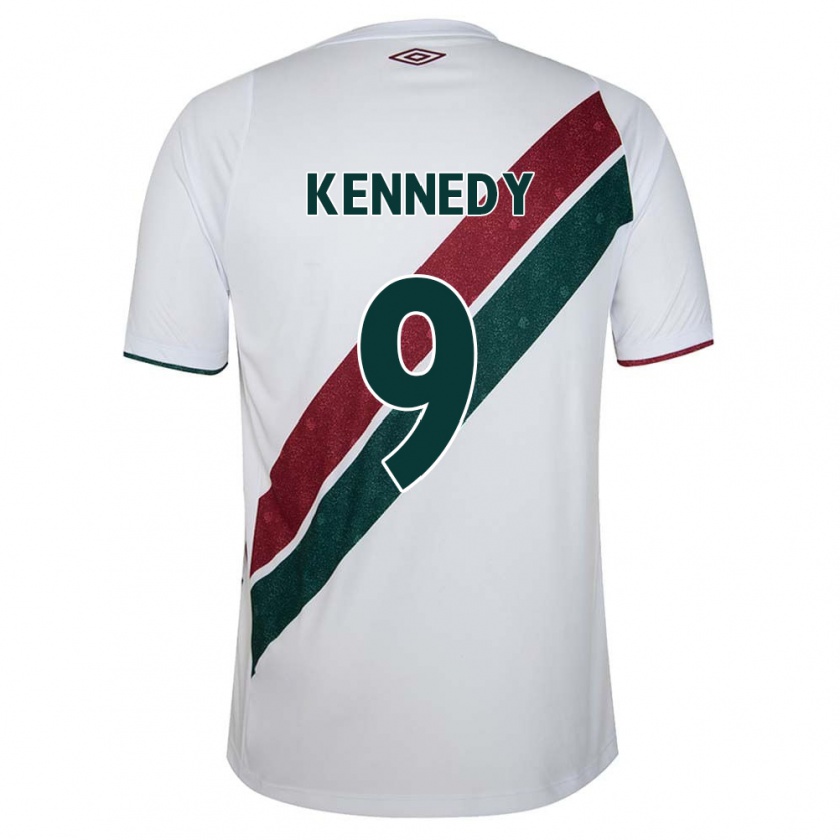 Kandiny Niño Camiseta John Kennedy #9 Blanco Verde Granate 2ª Equipación 2024/25 La Camisa Chile