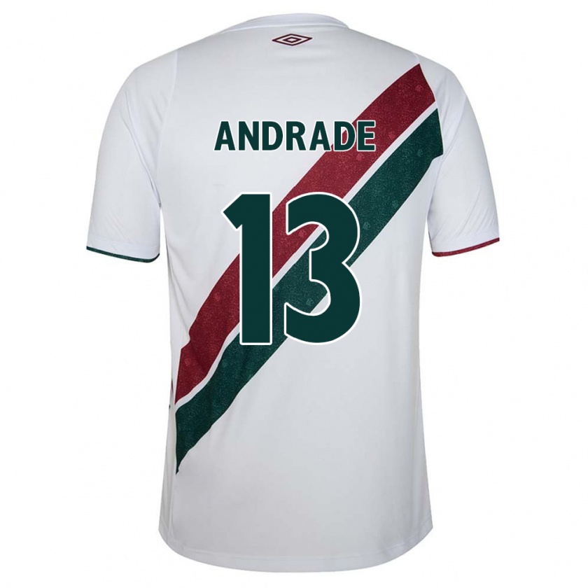 Kandiny Niño Camiseta Felipe Andrade #13 Blanco Verde Granate 2ª Equipación 2024/25 La Camisa Chile