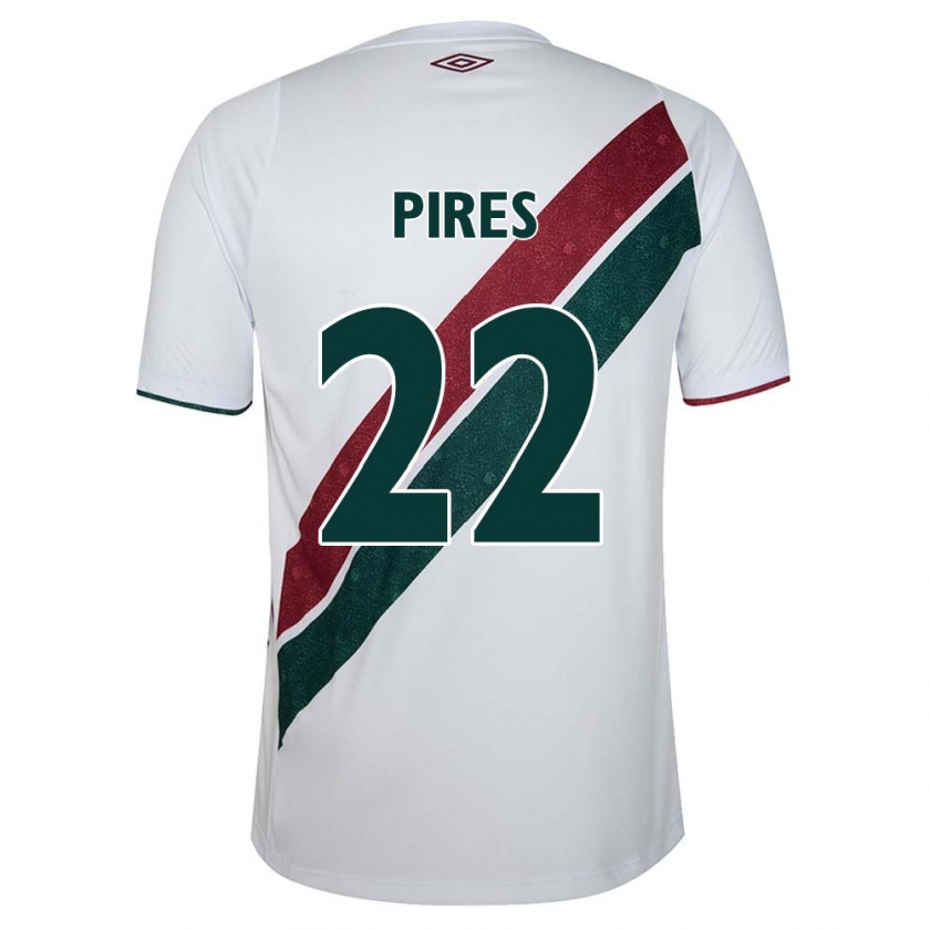 Kandiny Niño Camiseta Gabriel Pires #22 Blanco Verde Granate 2ª Equipación 2024/25 La Camisa Chile