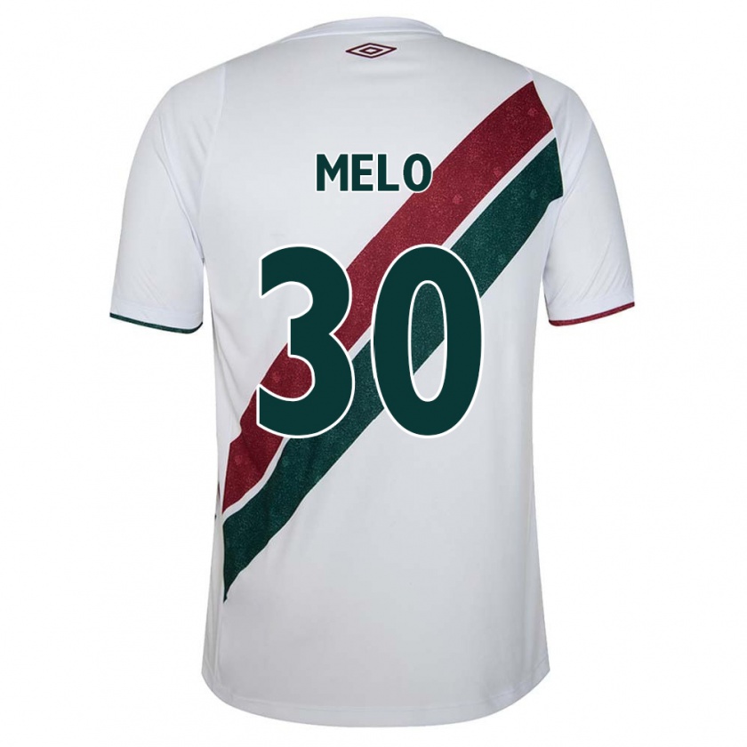 Kandiny Niño Camiseta Felipe Melo #30 Blanco Verde Granate 2ª Equipación 2024/25 La Camisa Chile