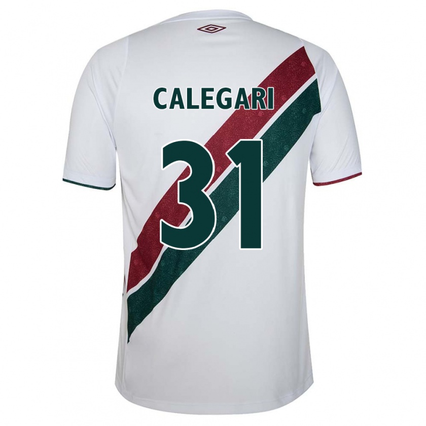 Kandiny Niño Camiseta Calegari #31 Blanco Verde Granate 2ª Equipación 2024/25 La Camisa Chile