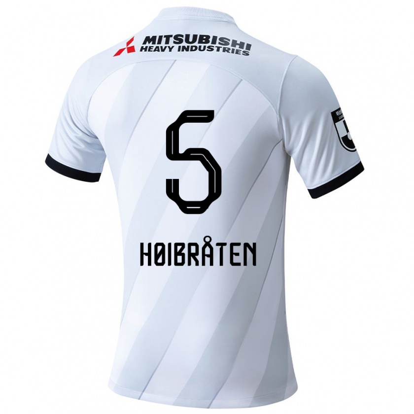 Kandiny Niño Camiseta Marius Høibråten #5 Gris Blanco 2ª Equipación 2024/25 La Camisa Chile