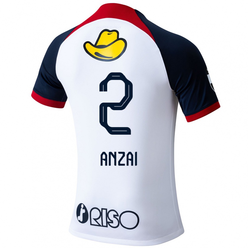 Kandiny Niño Camiseta Koki Anzai #2 Blanco Azul Rojo 2ª Equipación 2024/25 La Camisa Chile