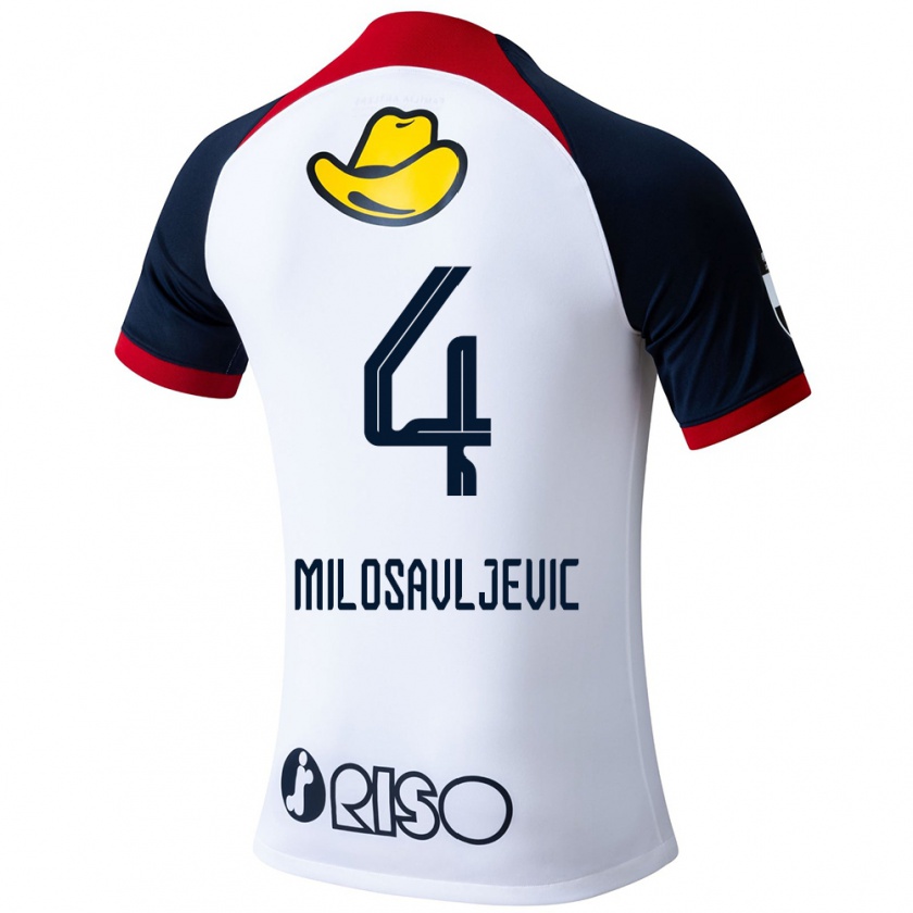 Kandiny Niño Camiseta Radomir Milosavljevic #4 Blanco Azul Rojo 2ª Equipación 2024/25 La Camisa Chile