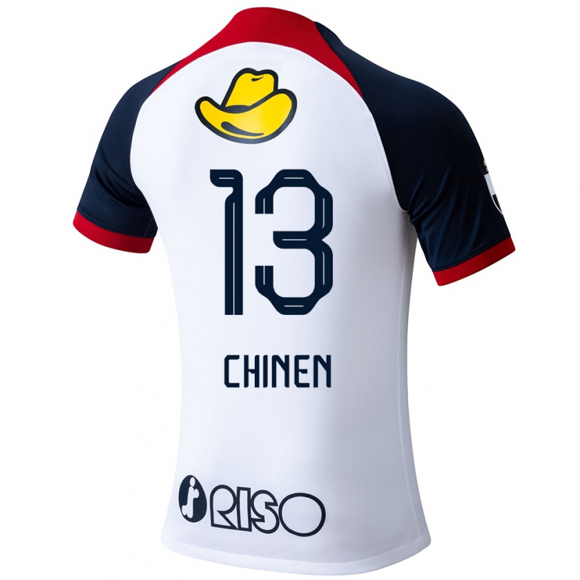 Kandiny Niño Camiseta Kei Chinen #13 Blanco Azul Rojo 2ª Equipación 2024/25 La Camisa Chile