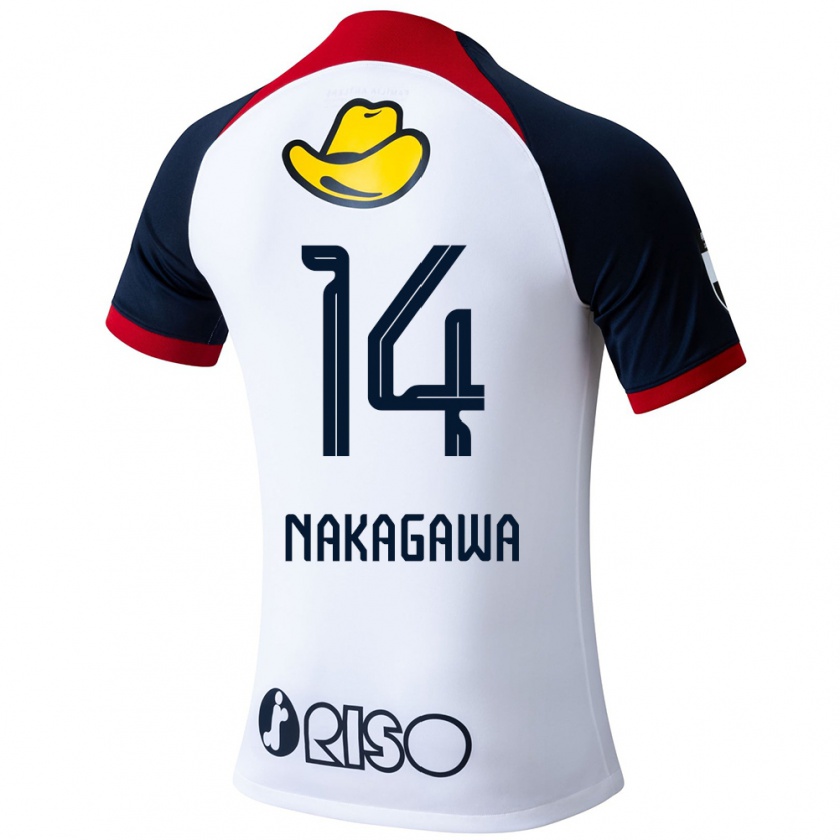 Kandiny Niño Camiseta Sora Nakagawa #14 Blanco Azul Rojo 2ª Equipación 2024/25 La Camisa Chile