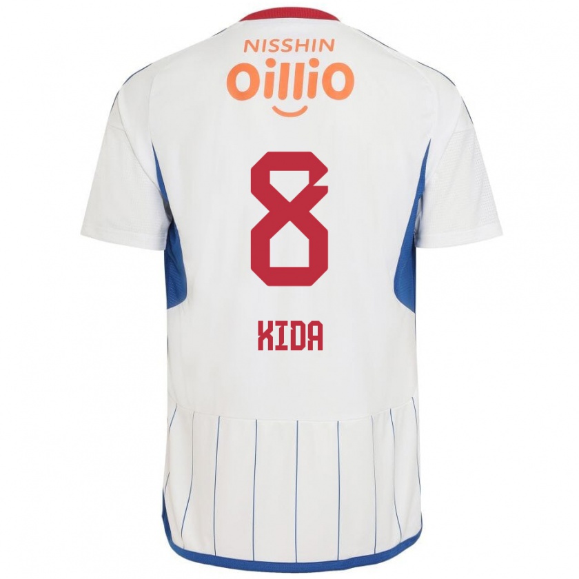 Kandiny Niño Camiseta Takuya Kida #8 Blanco Azul Rojo 2ª Equipación 2024/25 La Camisa Chile