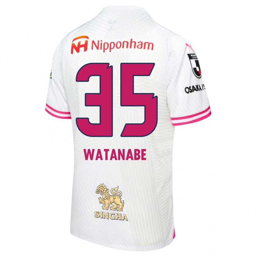 Kandiny Niño Camiseta Ryo Watanabe #35 Blanco Rosa 2ª Equipación 2024/25 La Camisa Chile