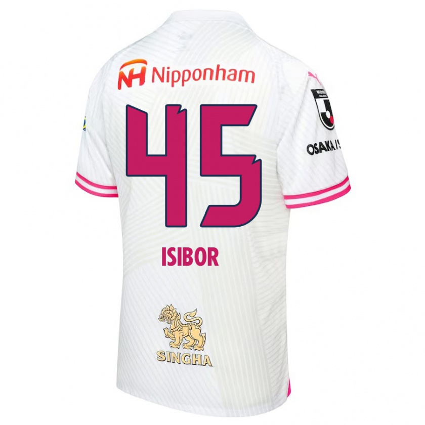 Kandiny Niño Camiseta Ken Isibor #45 Blanco Rosa 2ª Equipación 2024/25 La Camisa Chile