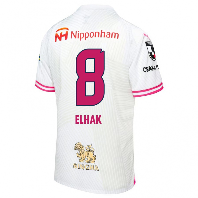 Kandiny Niño Camiseta Akuro Elhak #8 Blanco Rosa 2ª Equipación 2024/25 La Camisa Chile