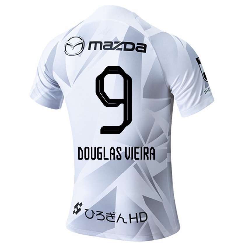 Kandiny Niño Camiseta Douglas Vieira #9 Blanco Gris Negro 2ª Equipación 2024/25 La Camisa Chile