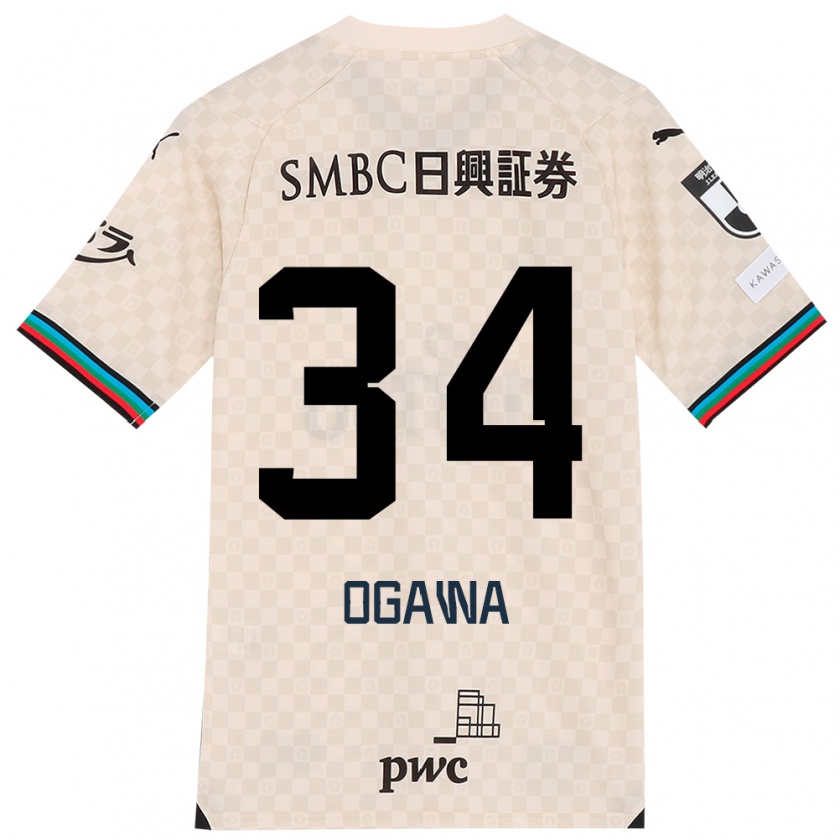 Kandiny Niño Camiseta Hiroto Ogawa #34 Blanco Gris 2ª Equipación 2024/25 La Camisa Chile