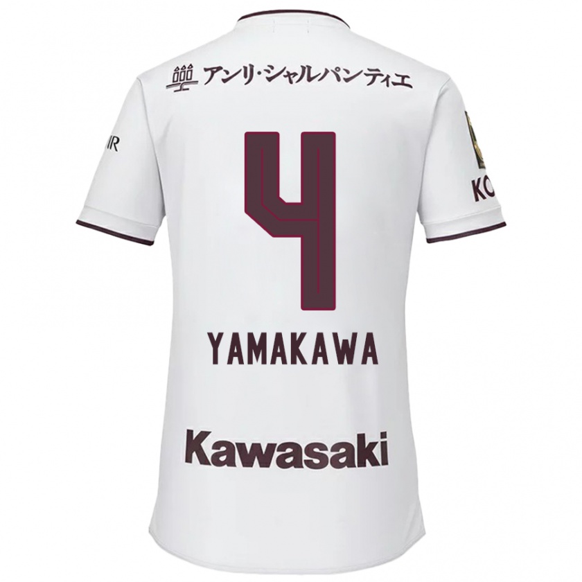 Kandiny Niño Camiseta Tetsushi Yamakawa #4 Blanco Rojo 2ª Equipación 2024/25 La Camisa Chile